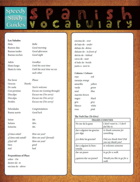 Spanish Vocabulary (Speedy Study Guides)