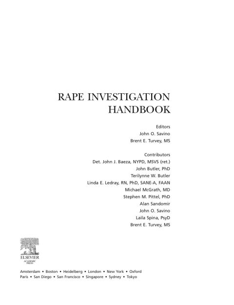 Rape Investigation Handbook